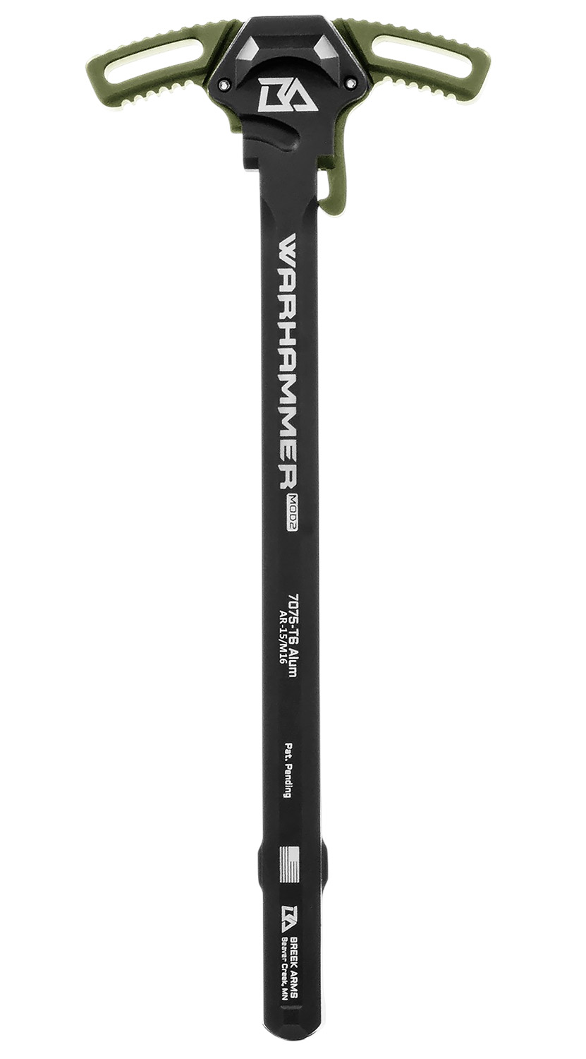 Breek Arms Warhammer Mod2 ambidextrous charging handle OD Green for AR-15, 7075-T6 aluminum