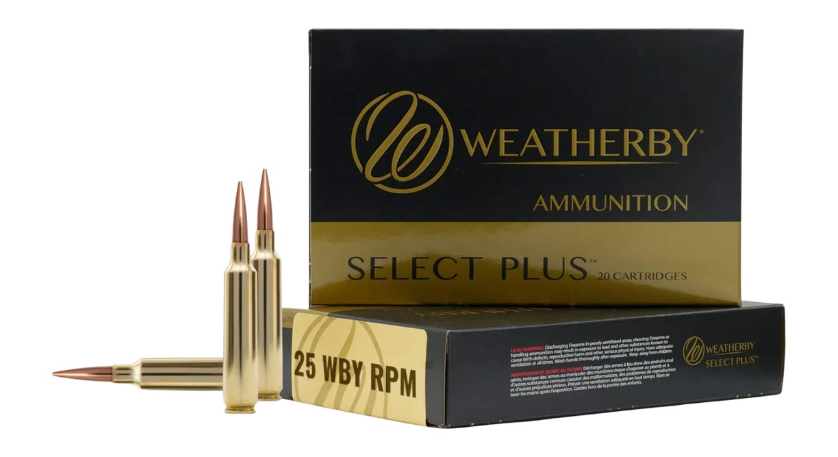 Weatherby 25 Wby RPM 133gr Berger Elite Hunter ammunition box, 25 caliber