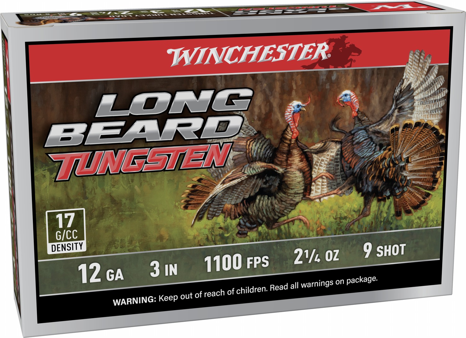 Winchester Long Beard TS17 12 Gauge 3 inch 2-1/4 oz #9 tungsten turkey shells 5 per box