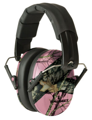 Walkers Pro Low Profile passive ear muffs Mossy Oak Pink over-the-head