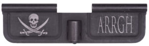Spikes Tactical AR-15 ejection port door with pirate engraving, black phosphate steel