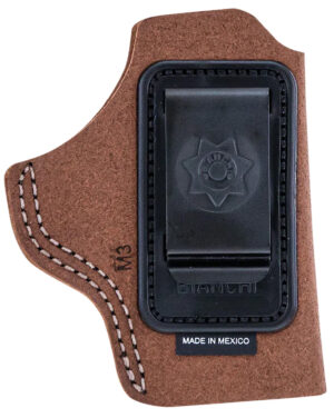 Bianchi 10381 6C tan leather inside-the-waistband holster with belt clip, left hand