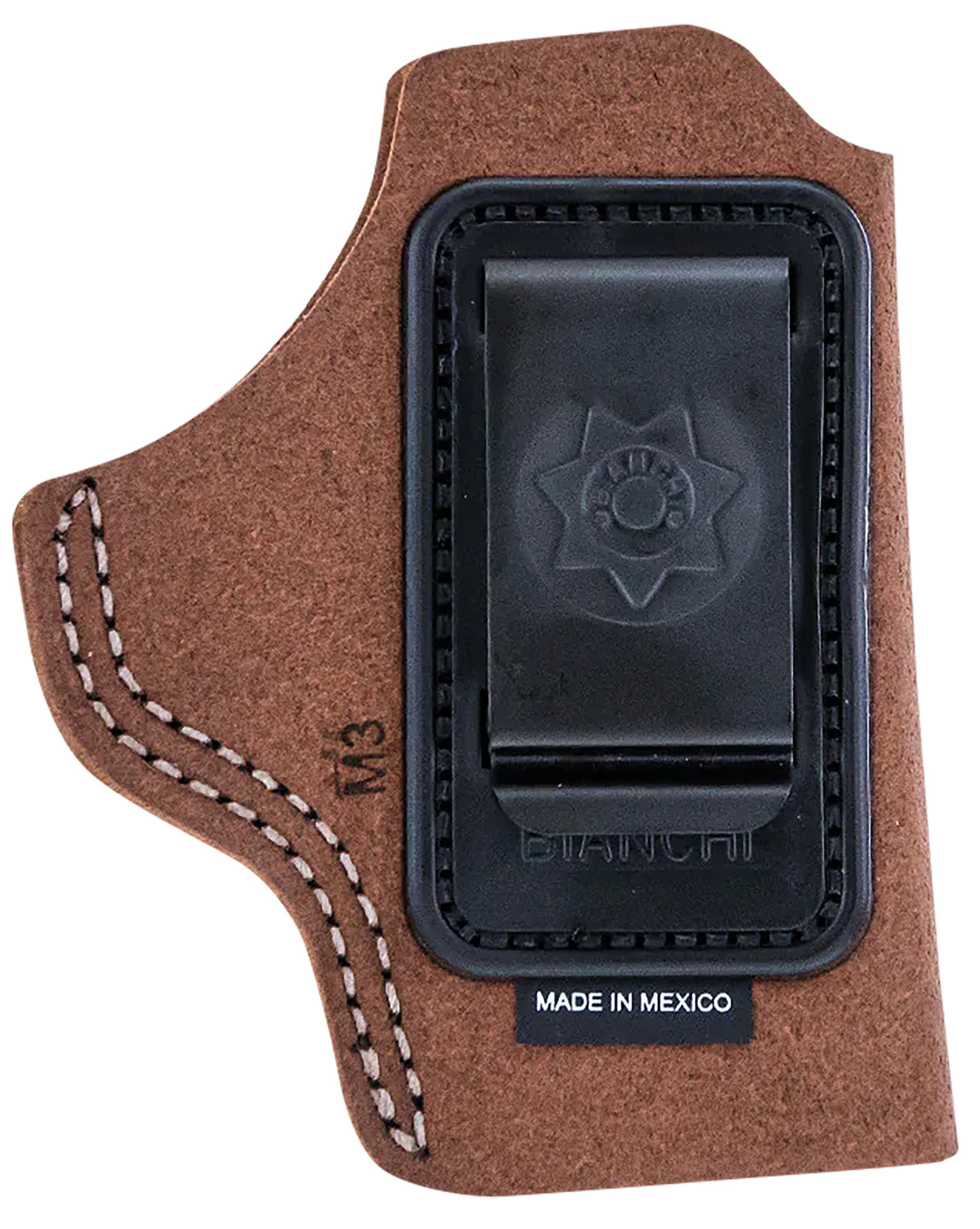 Bianchi 10381 6C tan leather inside-the-waistband holster with belt clip, left hand