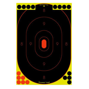 Birchwood Casey Shoot-N-C 12x18 oval silhouette targets 12 pack black yellow red chartreuse rings