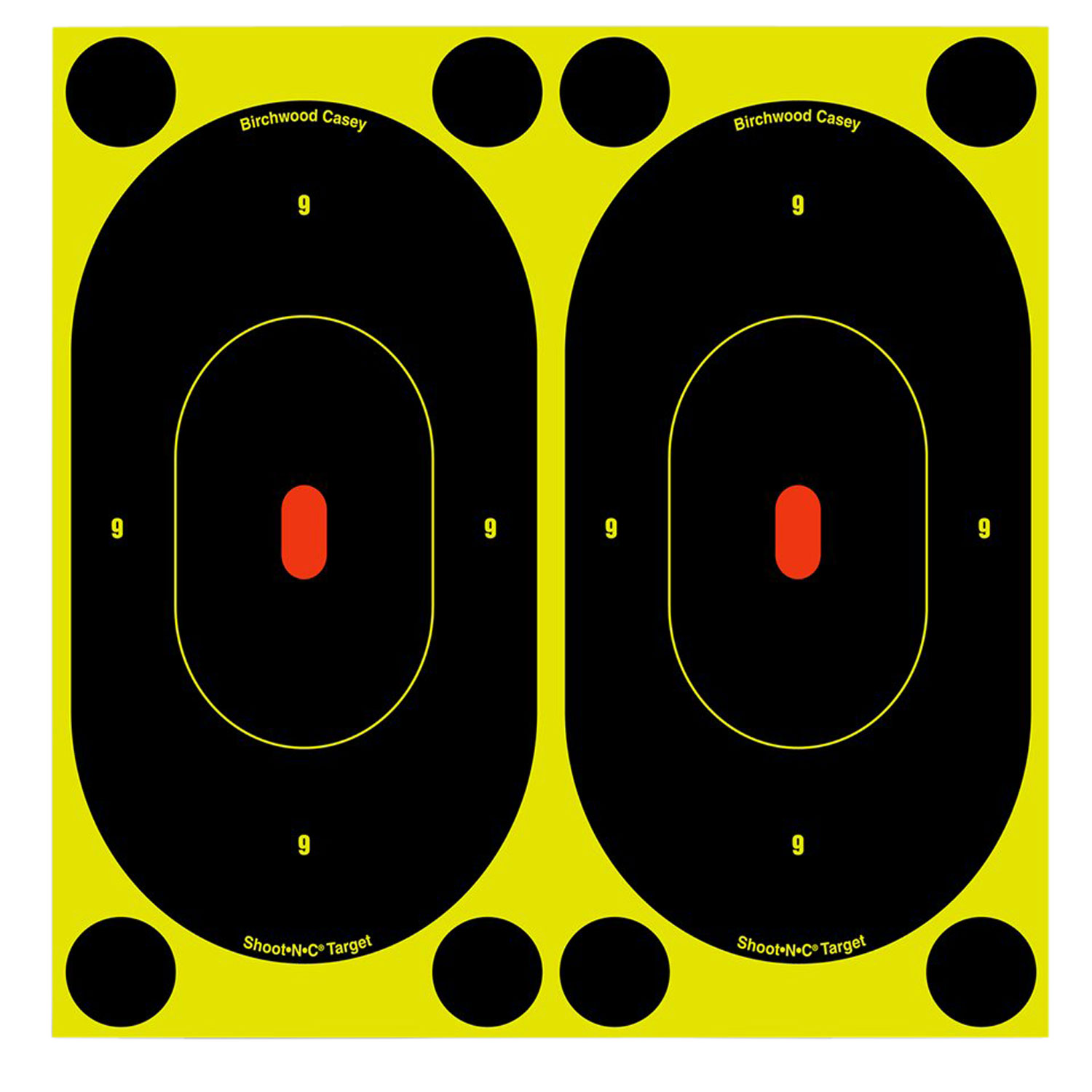 Birchwood Casey Shoot-N-C 7-inch oval silhouette reactive target black with chartreuse impact ring