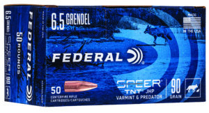 Federal American Eagle 6.5 Grendel 90 grain JHP ammo box, 50 rounds