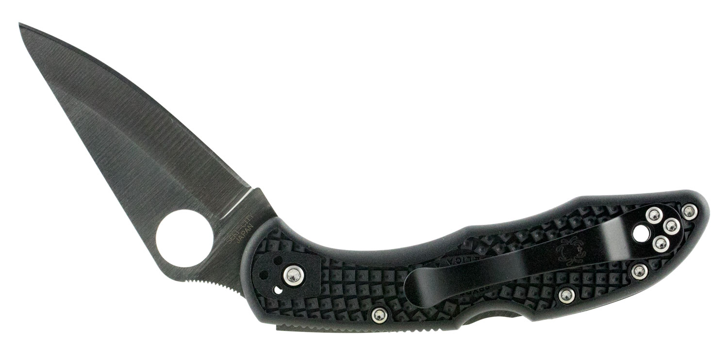 Spyderco Delica 4 C11PBK folding knife, 2.88in VG-10 drop point blade, black textured FRN handle