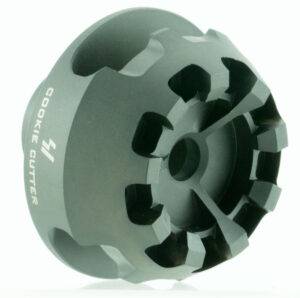 Strike Industries Cookie Cutter compensator for .308/.300 Blackout, black matte steel, 5/8-24 threads