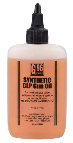 G96 Synthetic CLP Gun Oil 4 fl. oz. squeeze bottle with label