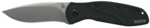 Kershaw Blur 1670S30V folding knife with 3.40 inch stonewashed drop point blade and black anodized aluminum handle