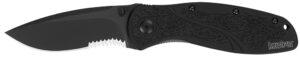 Kershaw Blur 1670BLKST 3.40 inch partially serrated drop point folding knife, black