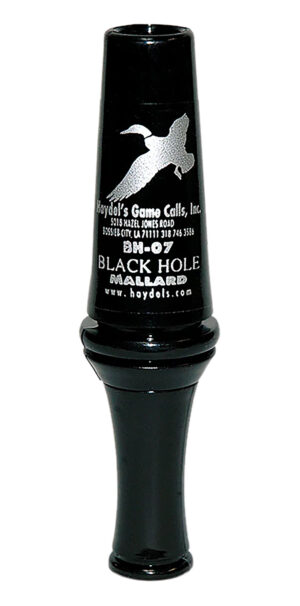 Haydel Black Hole Mallard BH07 double-reed duck call in black polycarbonate