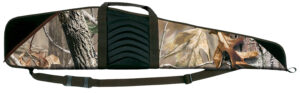 Bulldog Pinnacle 44-inch rifle case Realtree camo with brown trim and black leather