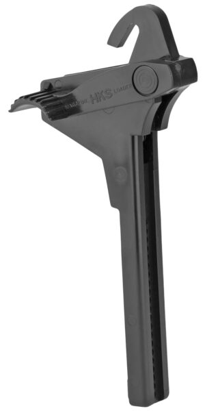 HKS 451 single stack magazine speedloader in black plastic, adjustable for 9-10mm/38/40/45