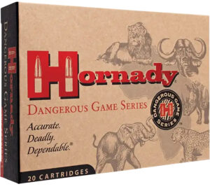 Box of Hornady Dangerous Game .375 H&H Magnum 300 grain DGS solid ammunition
