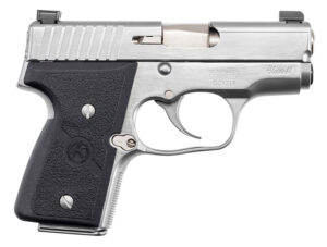Kahr MK9 Elite 9mm 3in polished stainless pistol with black wraparound textured grip and tritium sights