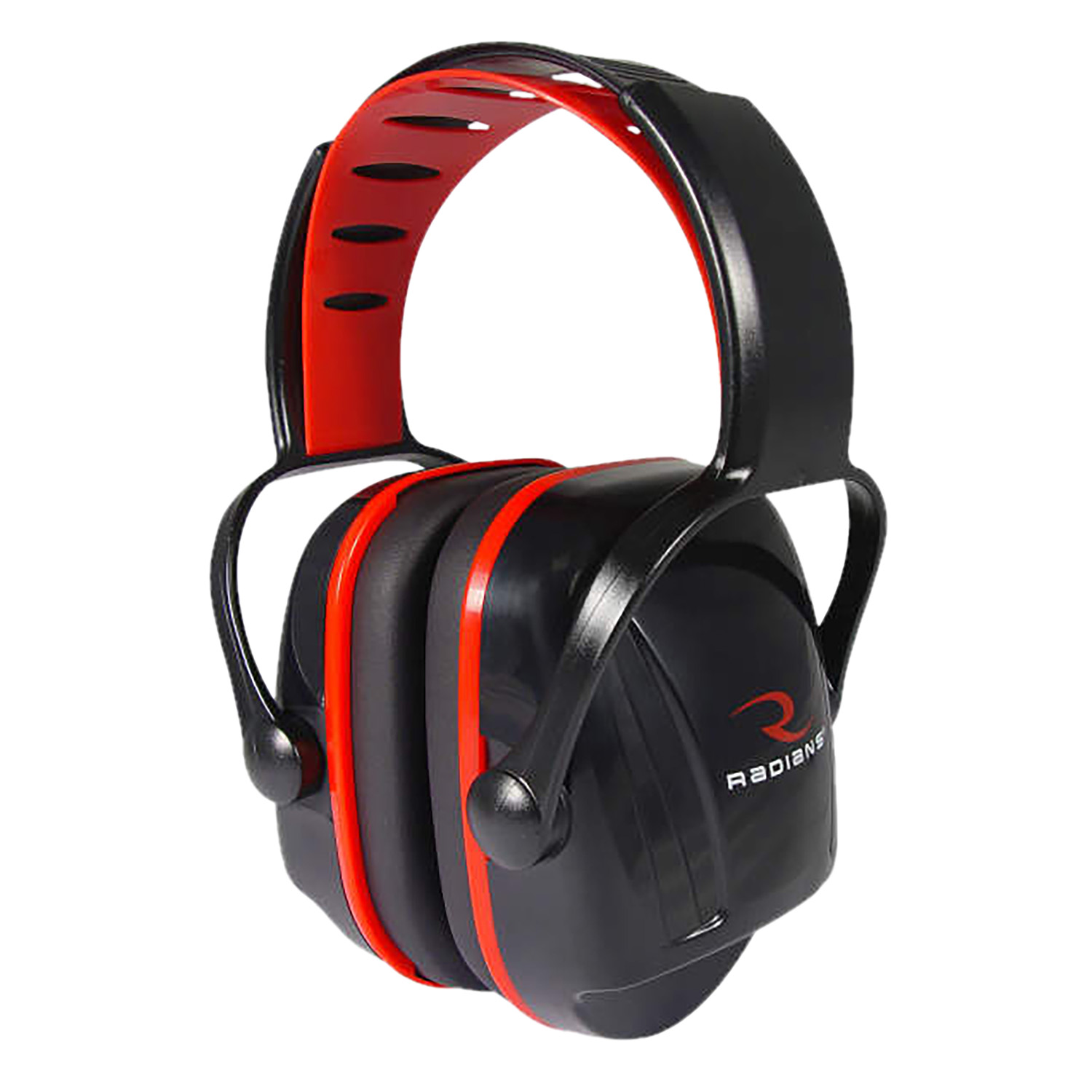 Radians X-Caliber youth earmuffs 22 dB NRR over-the-head black red