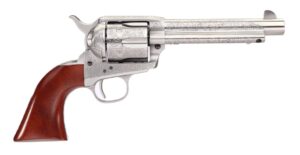 Taylors and Company 1873 Cattleman .45 Long Colt revolver 5.50-inch white floral engraved with walnut grip