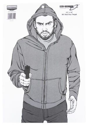 Birchwood Casey Eze-Scorer Bad Guy silhouette hanging paper targets 12x18 pack of 100 gray white