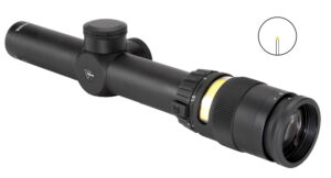 Trijicon AccuPoint 1-4x24 riflescope 24mm objective 30mm tube illuminated amber triangle reticle matte black