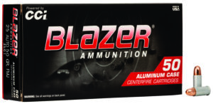 Box of CCI Blazer .25 ACP 50 gr FMJ ammunition, 50 rounds