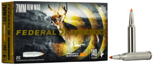 Box of Federal Premium Vital-Shok 7mm Remington Magnum 140 grain Trophy Bonded Tip hunting ammunition