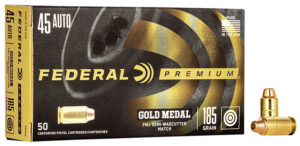 Federal Gold Medal .45 ACP 185 gr FMJ-SWC match handgun ammunition box