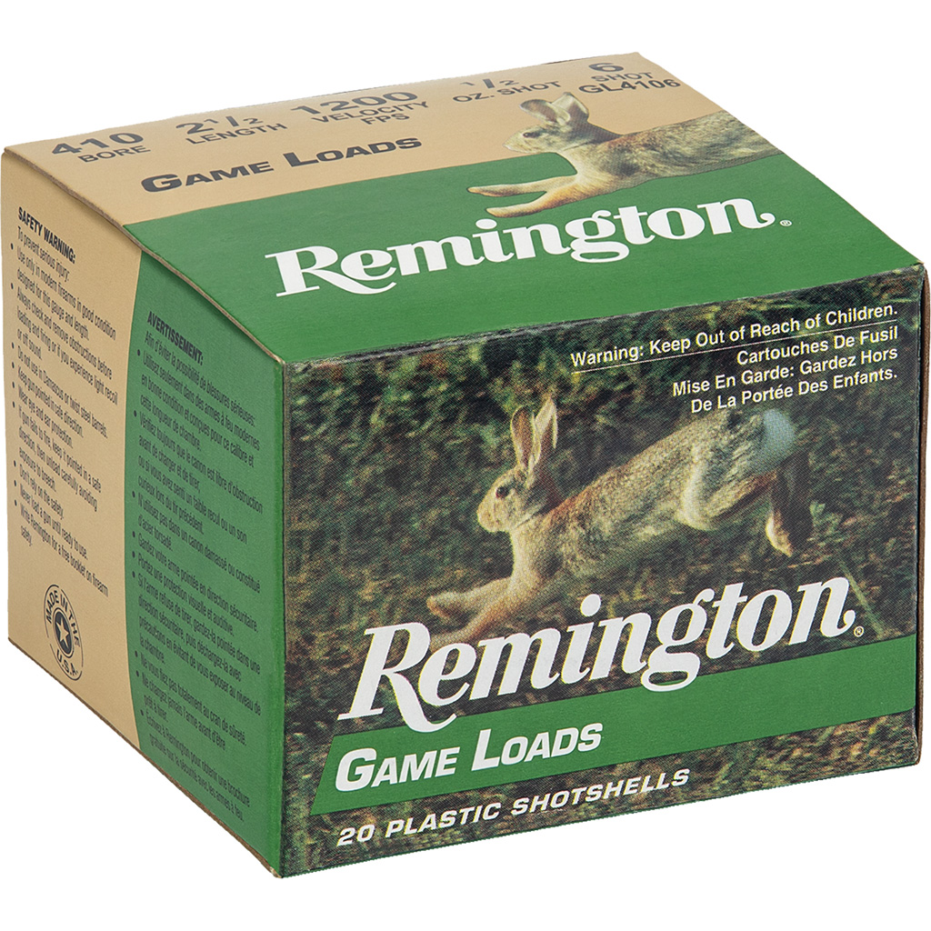 Remington Game Loads .410 Bore 2.5in 1/2 oz #6 shot 20rd box