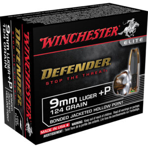Winchester Defender Pistol Ammo 9mm Luger 124 gr. Bonded Jacket HP 20 rd.