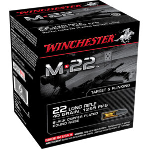 Box of Winchester M-22 22 LR 40 gr Round Nose 500 rd ammunition
