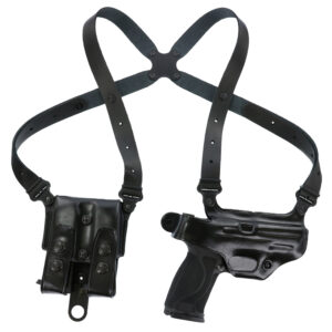 Galco Miami Classic II black leather shoulder holster system, right hand, fits chest up to 56 in