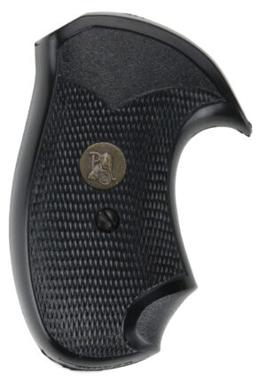 Pachmayr Compac black rubber pistol grip for Smith & Wesson J-frame round butt, checkered texture