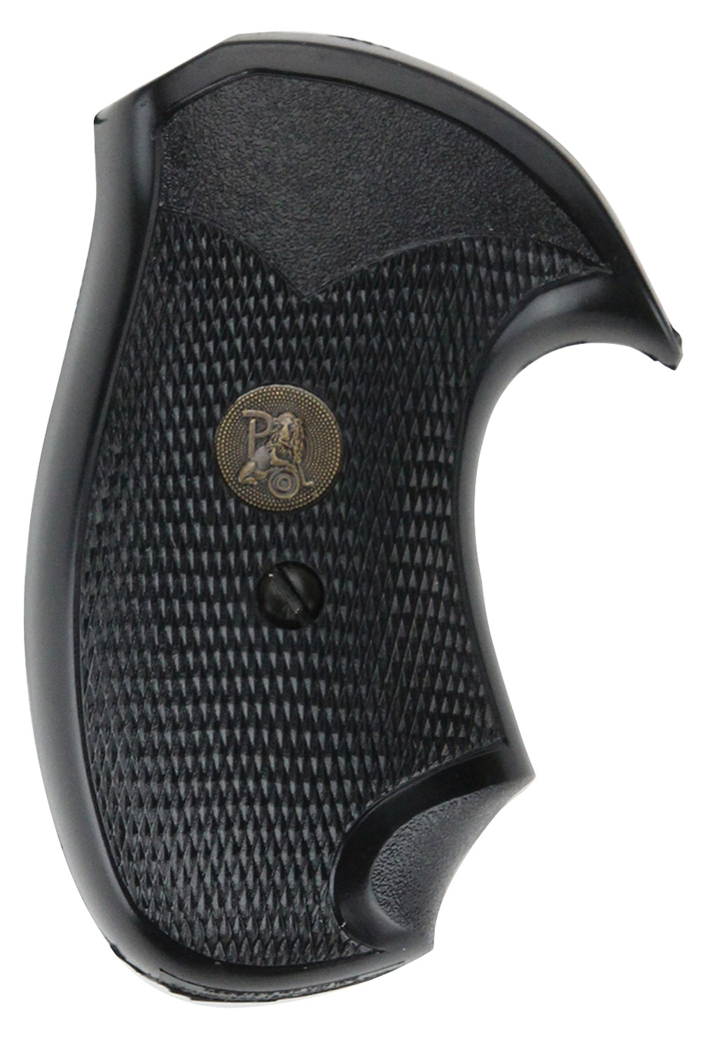 Pachmayr Compac black rubber pistol grip for Smith & Wesson J-frame round butt, checkered texture