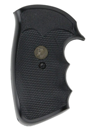Pachmayr Gripper black checkered rubber pistol grips with finger grooves for Colt Python I-Frame revolvers