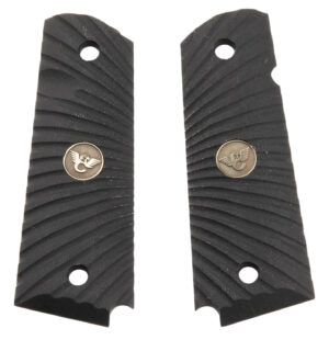Wilson Combat Starburst G10 1911 grips in black with pewter logo medallions