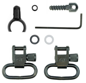 GrovTec GTSW46 two-piece barrel band swivel set for .800-.850 inch magazine tubes with 1 inch loop, black-oxide steel
