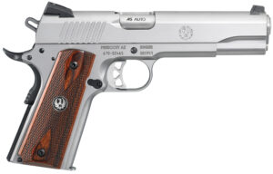Ruger SR1911 .45 ACP 5-inch low-glare stainless pistol with hardwood grips and Novak 3-dot sights
