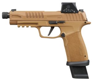 Sig Sauer P365 FUSE TacOps 9mm pistol in coyote finish with ROMEO‑X optic and threaded barrel