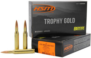 HSM Trophy Gold .270 Win 130 gr Berger VLD 20 rd box, brass cases