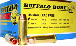 Box of Buffalo Bore 44 Rem Mag 200 gr Barnes VOR-TX XPB lead-free ammunition