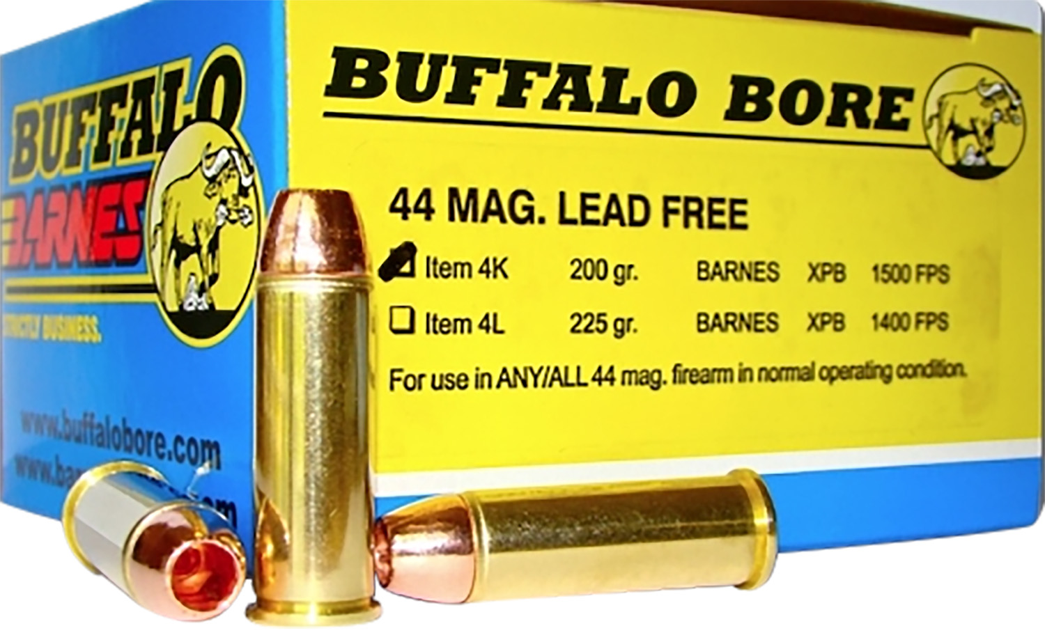 Box of Buffalo Bore 44 Rem Mag 200 gr Barnes VOR-TX XPB lead-free ammunition