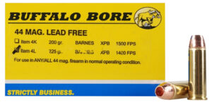 Buffalo Bore 44 Magnum 225 gr Barnes VOR-TX XPB lead-free ammunition box