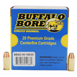 Buffalo Bore Personal Defense Strictly Business 45 ACP +P 185 gr jacketed hollow point 20 per box