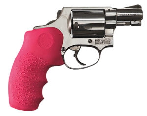 Hogue pink overmolded Monogrip for Smith & Wesson J-frame round butt with cobblestone texture