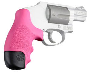 Hogue OverMolded Tamer pink rubber grip for Smith & Wesson J-Frame round butt, cobblestone finish