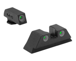 MEPROLIGHT Tru-Dot fixed front and rear night sight set, green tritium dots, for Glock large-frame pistols
