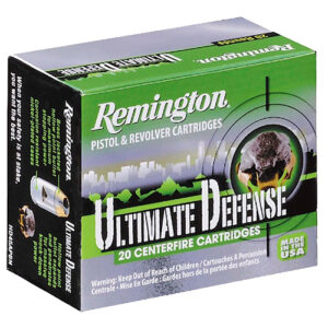 Remington Ultimate Defense .40 S&W 165 gr BJHP ammunition box