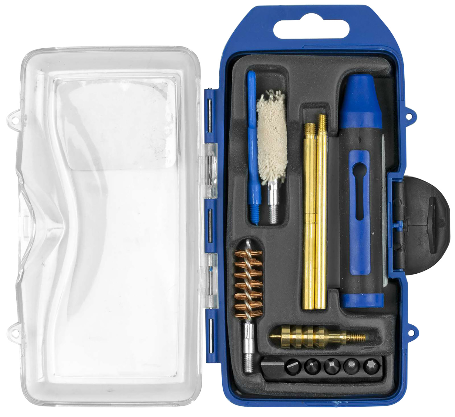 DAC Technologies GM45P 14-piece .44/.45 pistol cleaning kit with brass rod, brush, and driver bits in molded case