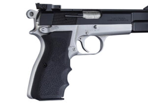 Hogue rubber wraparound grip with finger grooves for Browning Hi-Power in black