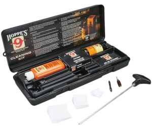 Hoppe's PCO universal pistol cleaning kit with aluminum rod, No. 9 solvent and storage box